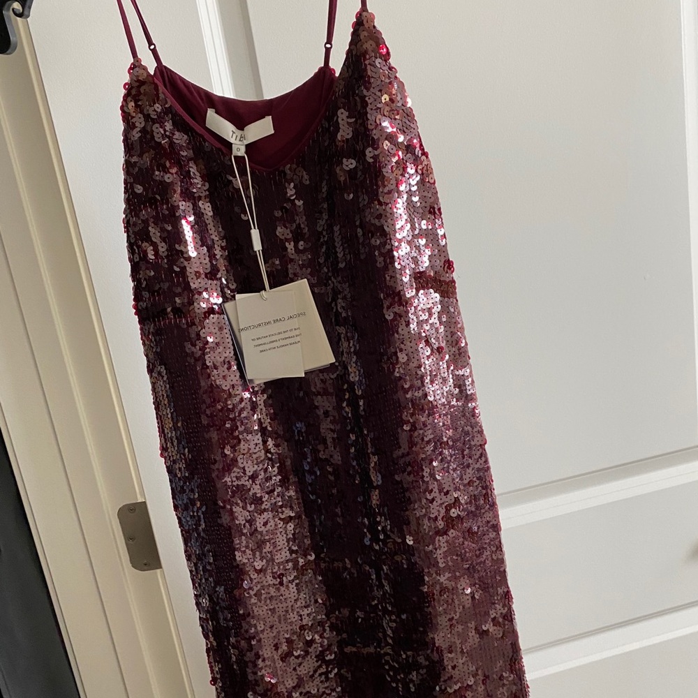 TIBI SEQUINED SLIP DRESS